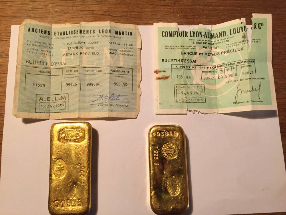 lingot or avec bulletin lingot or avec bulletin